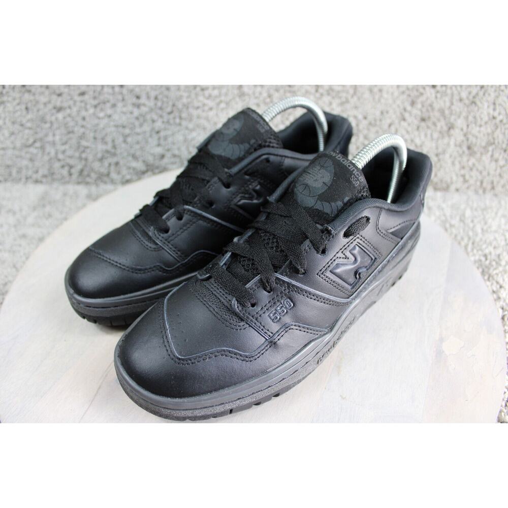 New Balance 550 Sneakers Youth 7 Triple Black Leather Athletic Shoes GSB550BB - Picture 5 of 11